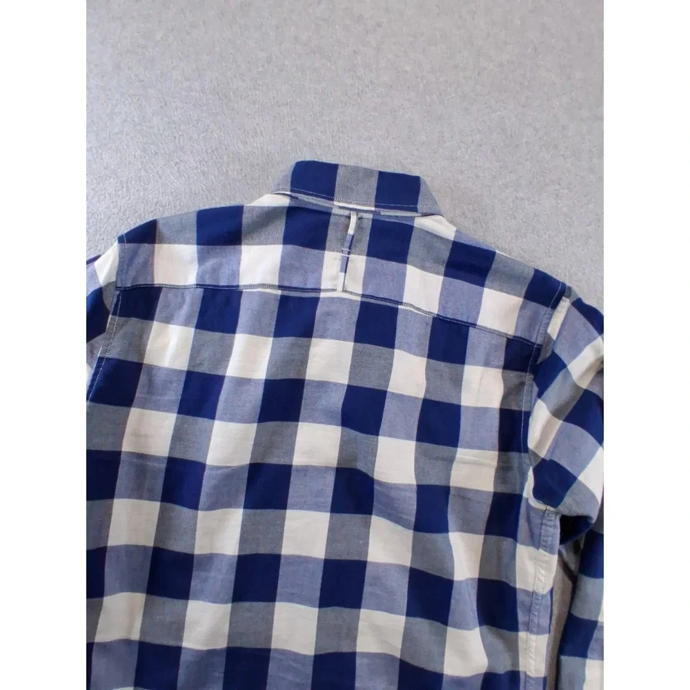 Banana Republic Flannel Shirt Mens Small Blue Buffalo Check Slim Fit Button Down